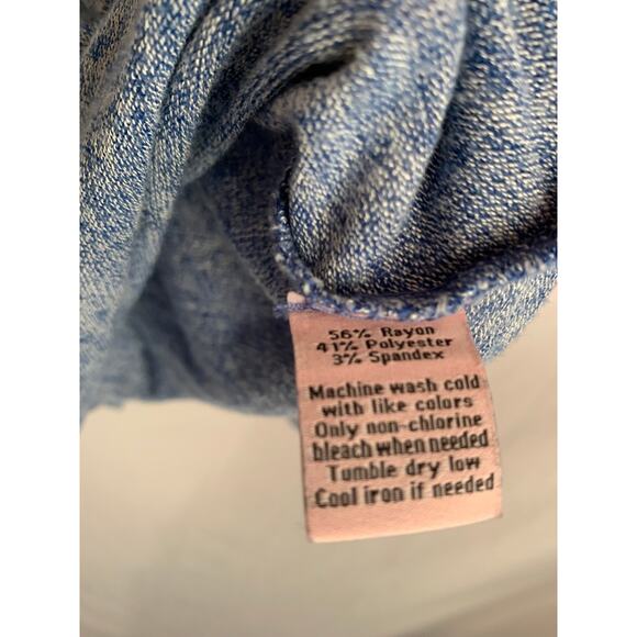 Juicy Couture Women's Medium Blue Marbled Short Sleeve Cutout Neck - Picture 4 of 4